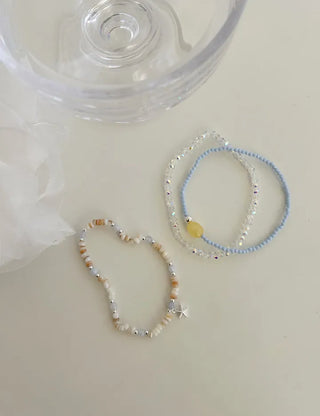 Beach Look Mother-of-Pearl 925 Silver Bracelet Beads Summer