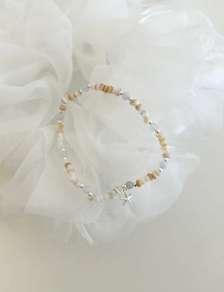 Beach Look Mother-of-Pearl 925 Silver Bracelet Beads Summer