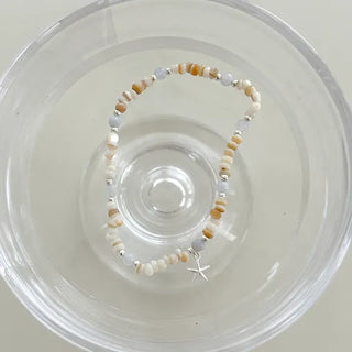 Beach Look Mother-of-Pearl 925 Silver Bracelet Beads Summer