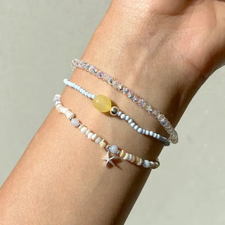 Beach Look Mother-of-Pearl 925 Silver Bracelet Beads Summer
