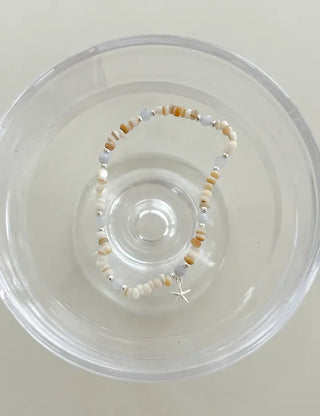 Beach Look Mother-of-Pearl 925 Silver Bracelet Beads Summer