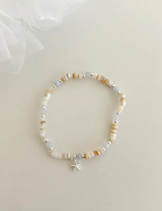 Beach Look Mother-of-Pearl 925 Silver Bracelet Beads Summer