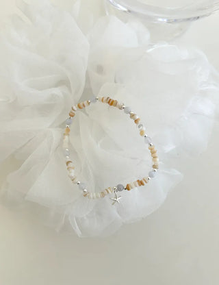 Beach Look Mother-of-Pearl 925 Silver Bracelet Beads Summer
