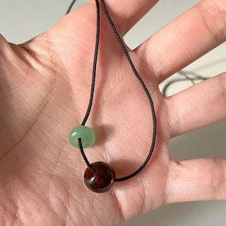 Long gemstone cord necklace, summer, adjustable length