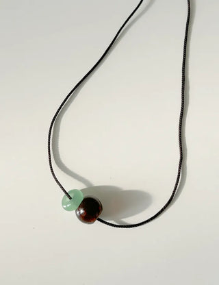 Long gemstone cord necklace, summer, adjustable length