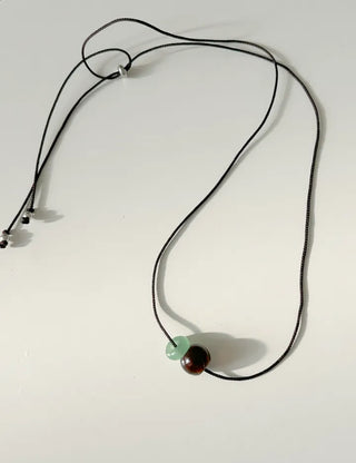Long gemstone cord necklace, summer, adjustable length