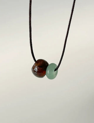 Long gemstone cord necklace, summer, adjustable length