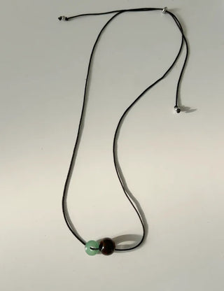 Long gemstone cord necklace, summer, adjustable length