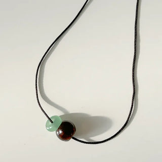 Long gemstone cord necklace, summer, adjustable length