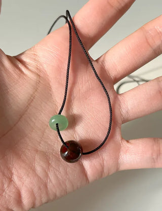 Long gemstone cord necklace, summer, adjustable length