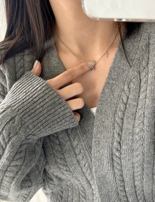 Surgical Steel Silver Ball Chain Heart Star Cubic Necklace