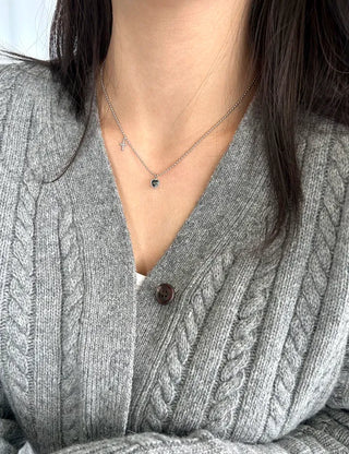 Surgical Steel Silver Ball Chain Heart Star Cubic Necklace