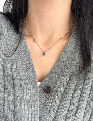 Surgical Steel Silver Ball Chain Heart Star Cubic Necklace