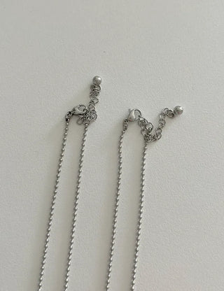 Surgical Steel Silver Ball Chain Heart Star Cubic Necklace