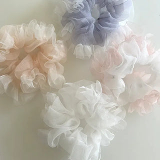 Two-tone organza hair tie lace scrunchie