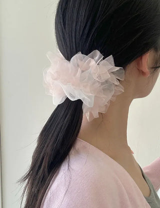 Two-tone organza hair tie lace scrunchie