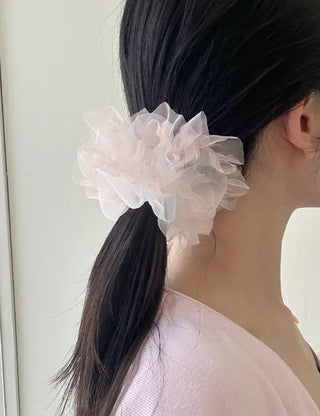 Two-tone organza hair tie lace scrunchie