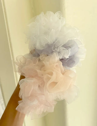 Two-tone organza hair tie lace scrunchie