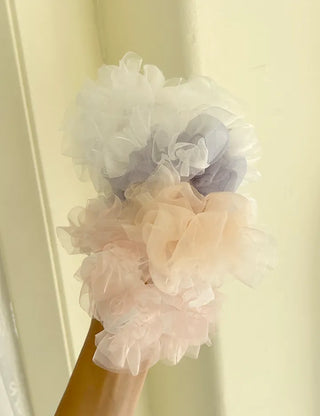 Two-tone organza hair tie lace scrunchie