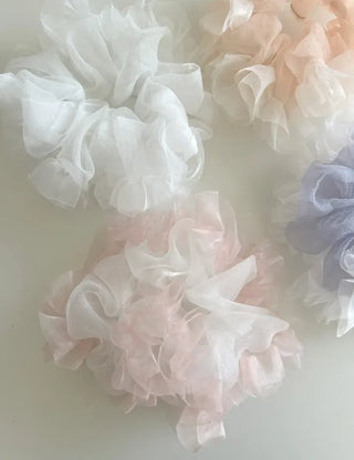 Two-tone organza hair tie lace scrunchie