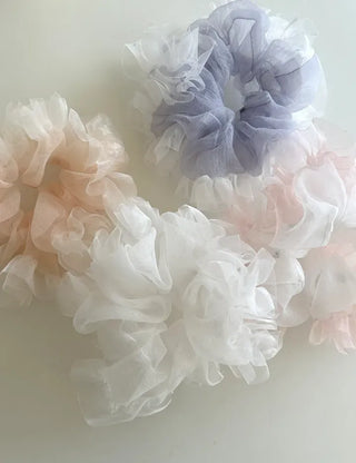 Two-tone organza hair tie lace scrunchie
