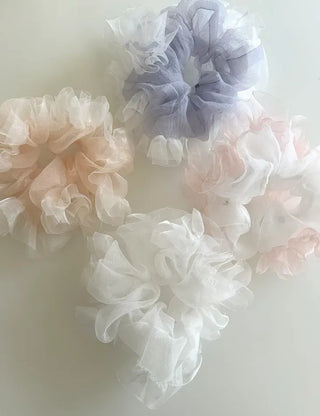 Two-tone organza hair tie lace scrunchie