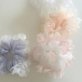 Two-tone organza hair tie lace scrunchie