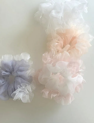 Two-tone organza hair tie lace scrunchie