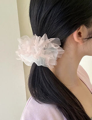 Two-tone organza hair tie lace scrunchie