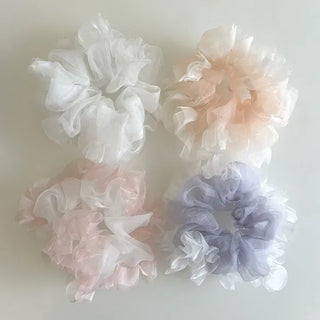 Two-tone organza hair tie lace scrunchie
