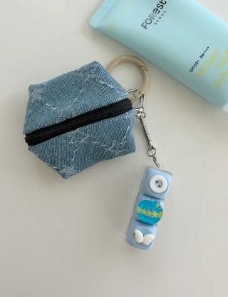 Pop Apple Button Clicker Keycap Bag Keyring Keyholder