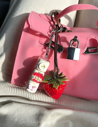 Pop Apple Button Clicker Keycap Bag Keyring Keyholder