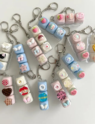 Pop Apple Button Clicker Keycap Bag Keyring Keyholder