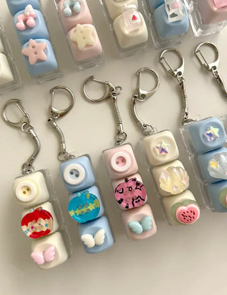 Pop Apple Button Clicker Keycap Bag Keyring Keyholder