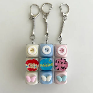 Pop Apple Button Clicker Keycap Bag Keyring Keyholder