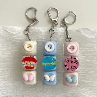 Pop Apple Button Clicker Keycap Bag Keyring Keyholder
