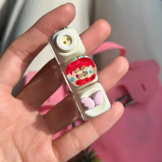 Pop Apple Button Clicker Keycap Bag Keyring Keyholder