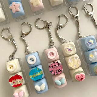 Pop Apple Button Clicker Keycap Bag Keyring Keyholder