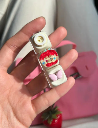 Pop Apple Button Clicker Keycap Bag Keyring Keyholder