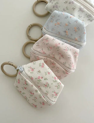 Mini Pouch Keyring Denim Flower Coin Purse