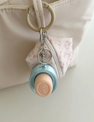 Mini Pouch Keyring Denim Flower Coin Purse