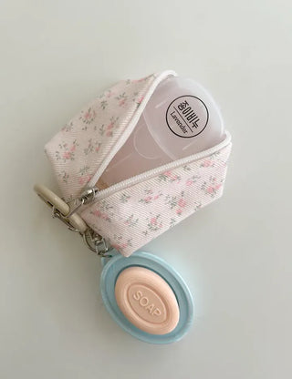 Mini Pouch Keyring Denim Flower Coin Purse