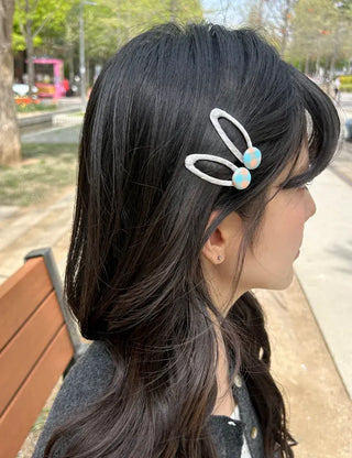 1+1 Checkered Button Hairpin Set Snap Mini Side Hairpins