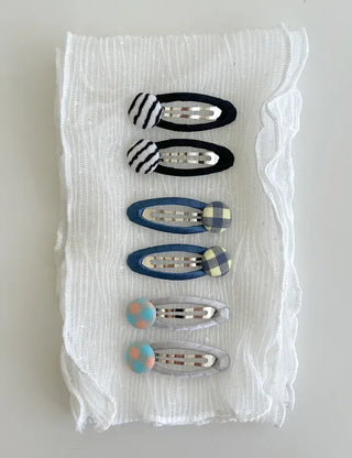 1+1 Checkered Button Hairpin Set Snap Mini Side Hairpins