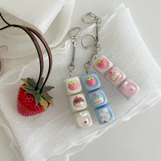 Strawberry milk cake keycap clicker keyring keyholder
