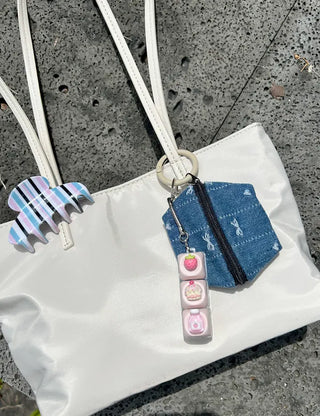Strawberry milk cake keycap clicker keyring keyholder