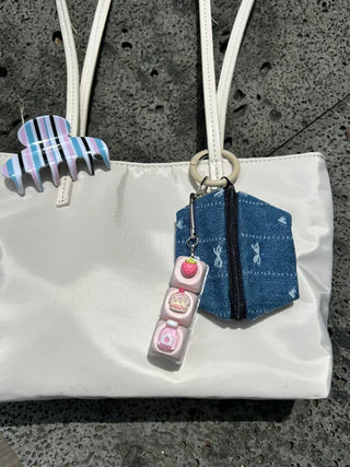 Strawberry milk cake keycap clicker keyring keyholder