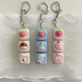 Strawberry milk cake keycap clicker keyring keyholder