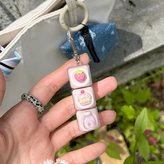 Strawberry milk cake keycap clicker keyring keyholder