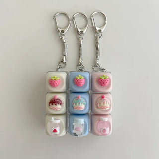 Strawberry milk cake keycap clicker keyring keyholder